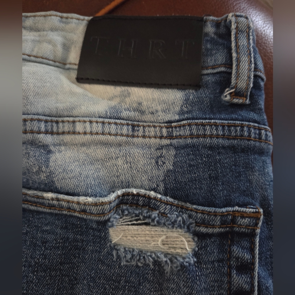 THRT Distressed Blue Slim Ripped Jeans Size 32 - Picture 11 of 14